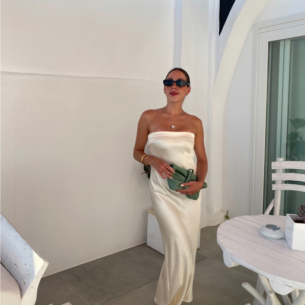 Vrg girl - Alice Elle - cream satin maxi dress